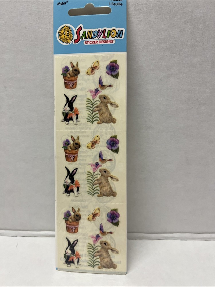 Sandylion Mylar Stickers SPRINGTIME BUNNIES Sealed Pkg (1) Sheet
