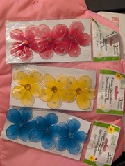 3 MESH W/ Rhinestone FLOWERS – Floral Garden Flower Embellishments Pink Blue Yel