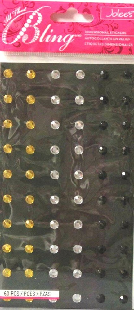 Gems Rhinestones Metallic Silver Gold Black Round Bling Jolee’s Stickers Crafts