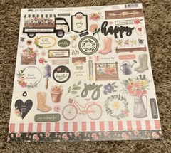 Carta Bella SPRING MARKET 12×12 Sticker Sheet Flowers Garden Farmhouse