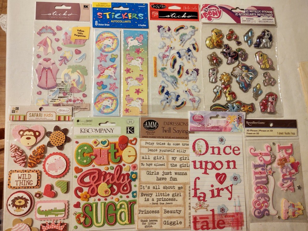 Lot of Scrapbooking Stickers Unicorn My Little Pony Princess Girl Fairy Tale