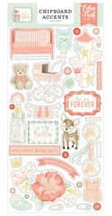 Echo Park Paper IT’S A GIRL Baby Shower 6×13 Sheet of Chipboard Accents