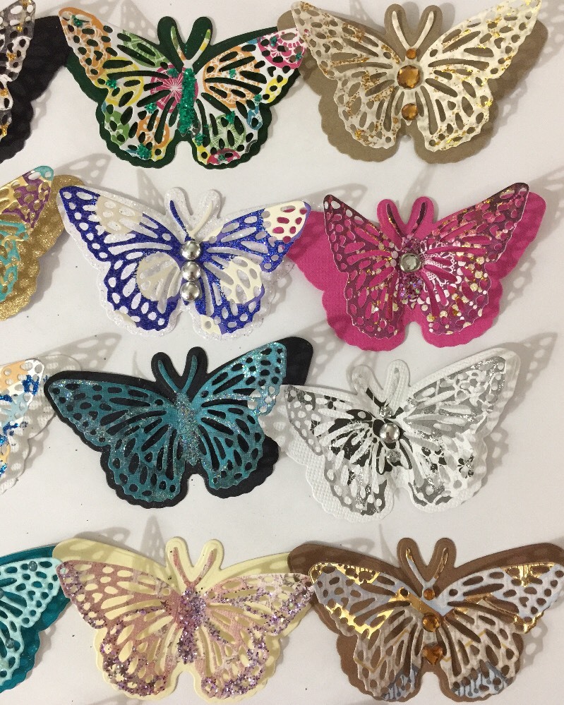 FANCY BUTTERFLY Pre-Made Die-Cuts (3pc)Victorian•Steampunk•Filagree •Glittered••