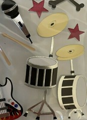 Rock Star Musician 3D Stickers 10 Pieces Guitar Drums Black Skull Microphone