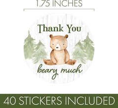 Teddy Bear Baby Shower Thank You Stickers – 40 Count
