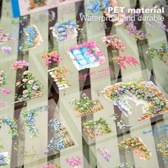 Charming Vintage Floral Sticker Book Set – 4 Books, 64 Pre-Cut Craft Stickers