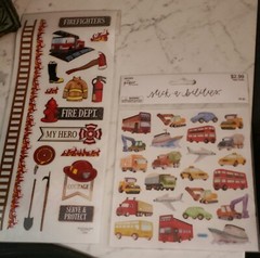 2 Packs Of Stickers From Paper Studio – Fireman & Transportation