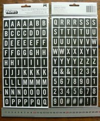 RECTANGLE Letters Black n White,Gold n WhiteSticker 20-26mmH&16-18mmW Choice L4R
