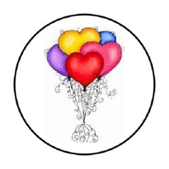 48 HEART BALLOONS ENVELOPE SEALS LABELS STICKERS 1.2″ ROUND