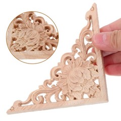 2Pcs Unpainted Wooden Carving Applique for Home Decor and Furniture Onlay