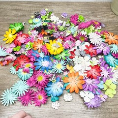 Bulk Craft Flower Lot Paper Fabric Scrapbooking DIY Mixed Colors Sizes Daisy