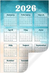 Vibrant Coastal 2026 Calendar Wall Sticker – 6×9 Removable & Repositionable