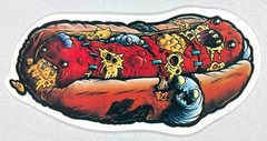 Rotten Gross Hot Dog w/ Bugs & Maggots Sticker New Decal Fast Food Face Teeth