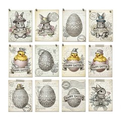 Choose ASet Bunny Rabbit Easter Tags Embellishments Junk Journal Scrapbook