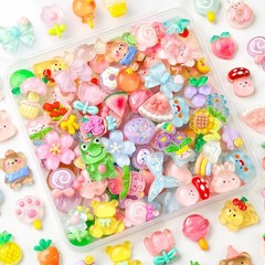 60PCS Cute Slime Charms Mixed Flatback Resin Set,60 Styles Multicolor
