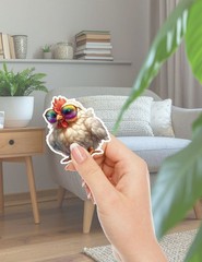 Chicken in Sunglasses Die Cut Stickers Set Scrapbooking Laptop WaterBottle