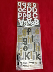 ALPHA CHIPS 112 Pieces Upper Lower Alphabet Numbers Stickers Black Gray Gold