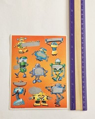 Vtg 80s Hallmark Scratch-Off Stickers Robots Sheet 1984
