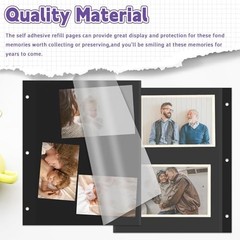 60 Sheets Self Adhesive Photo Album Refill Pages for 3 Ring Binder 11 x 9 Inch