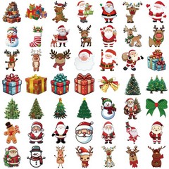 50PCS Kawaii Cartoon Christmas Art Aesthetic Stickers Pack Diary Laptop Scrapboo