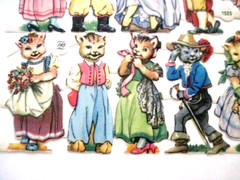 Sweet 1950’s PZB Die Cuts of Darling Cats Dressed in Human Costumes *
