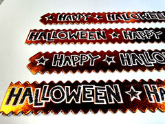 K&Company Happy Halloween Cardstock Orange Foil Stickers Borders 4pc Scrapbook