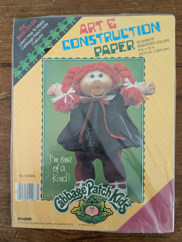 Vintage Cabbage Patch Kids Construction Paper Pack 1984 Assorted Colors NIP