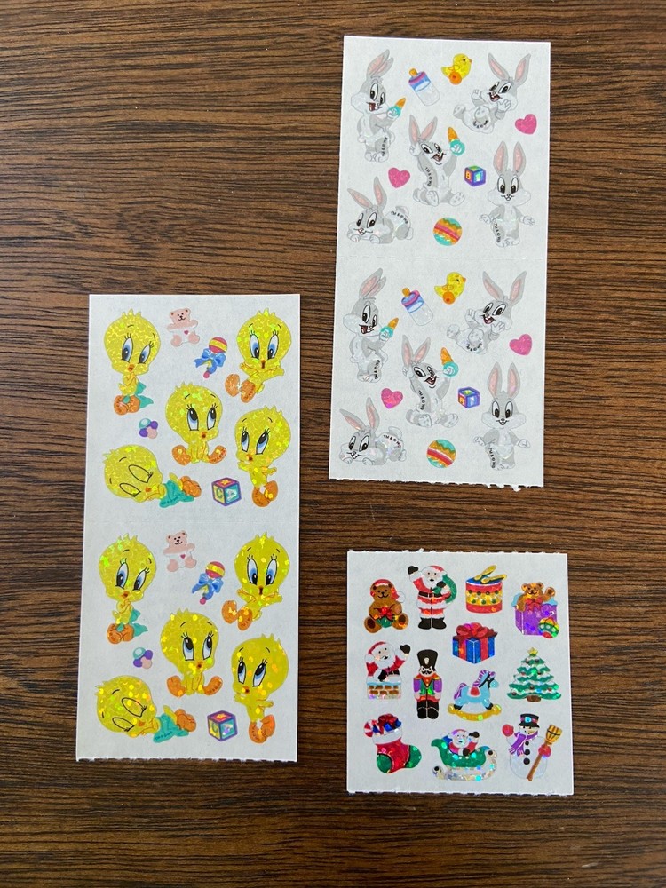 Sandylion Stickers – Looney Tunes Baby Tweety Bird, Bugs Bunny; Christmas Rare