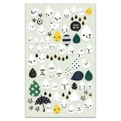CUTE RAIN DROP STICKERS Rainy Day Cheer Up Sticker Sheet Kids Craft Scrapbook