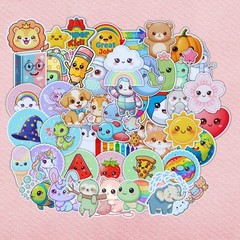 50 Kid-Friendly Digital Stickers | Cute Kawaii Animals | Digital Download