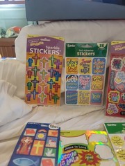 Package Lot Of Religious Stickers 4 Unopened, Opened Package Of 79, And 3 Sheets