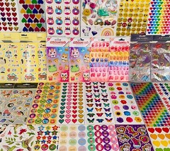 555 STICKER Girl Themed Peace Love Hearts Stars Glitter Sparkle Happy Face Smile