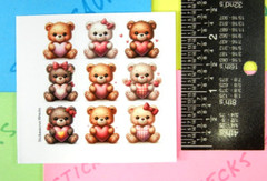 Teddy Bears & Hearts Mini Sticker Sheet Style 2