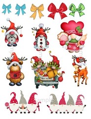 Junk Journal Supplies Xmas Gnomes Set 1 Collage Sheet Scrapbook Card Making
