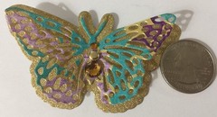 FANCY BUTTERFLY Pre-Made Die-Cuts (3pc)Victorian•Steampunk•Filagree •Glittered••