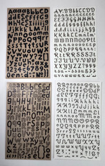 12 Alphabet Letter Fonts Rub On Sheets White Brown Black Scrapbooking Crafts