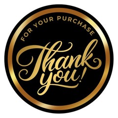 1.5in Gold Black Thank You Stickers Waterproof Vinyl for Small Business