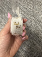 Thank You Stickers Roll 500 PCS round Transparent Gold Glitter Foil Seal Sticke