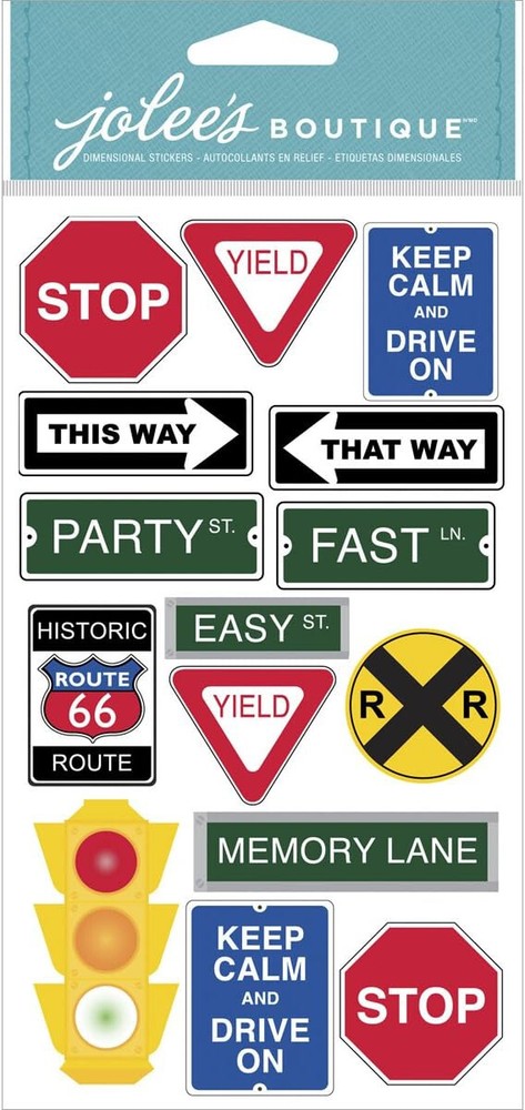 Jolee’s Boutique Dimensional Stickers ~ Road Signs Stop Sign Yield Stoplight