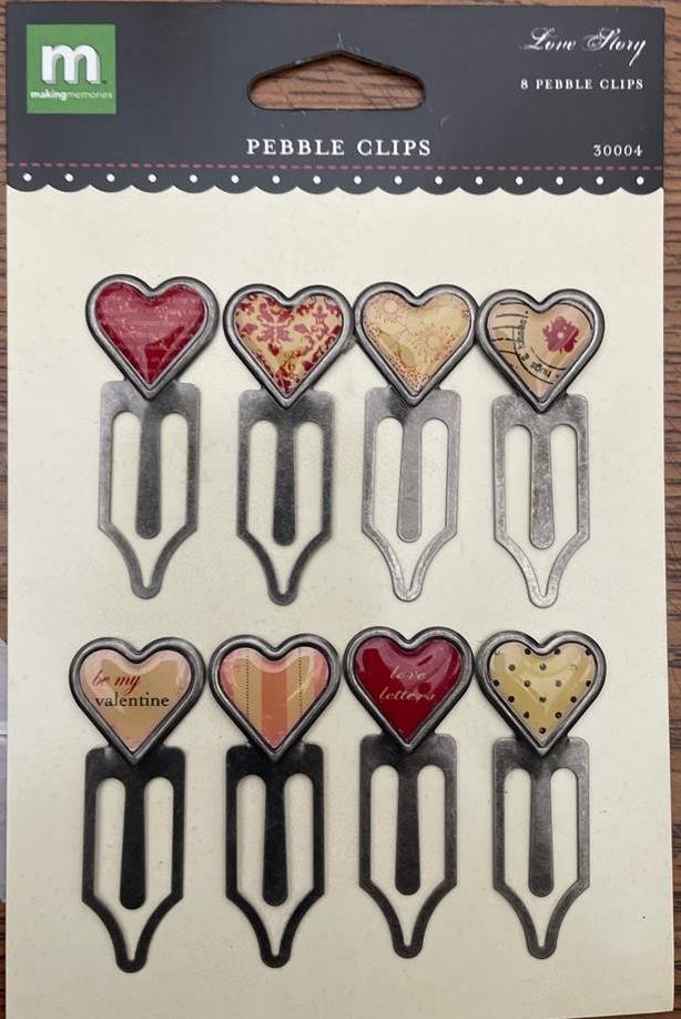 NEW Making Memories PEBBLE CLIPS 8 LOVE STORY HEARTS free USA ship