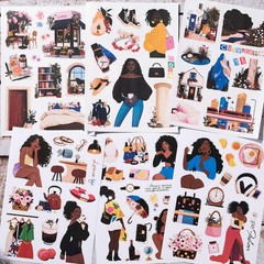 Journaling Sticker, Black Women Scrapbook Stickers, Junk Journal Supplies, Pr…