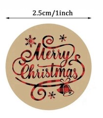 40 PCs Round 1” Christmas Stckrs Red Plaid Rustic Brown Business Envelope Seals