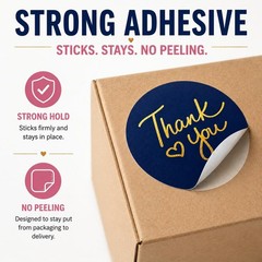 500 Thank You Stickers – 2″ Round Labels with Gold Foil Hearts for Packaging, Gi