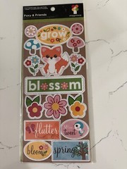 Imaginisce Twitterparted Collection Chipboard Stickers Foxy & Friends Blossom
