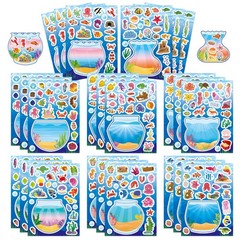 24 Sheets Make Your Own Ocean Stickers for Kids, Summer Sea Animal Color