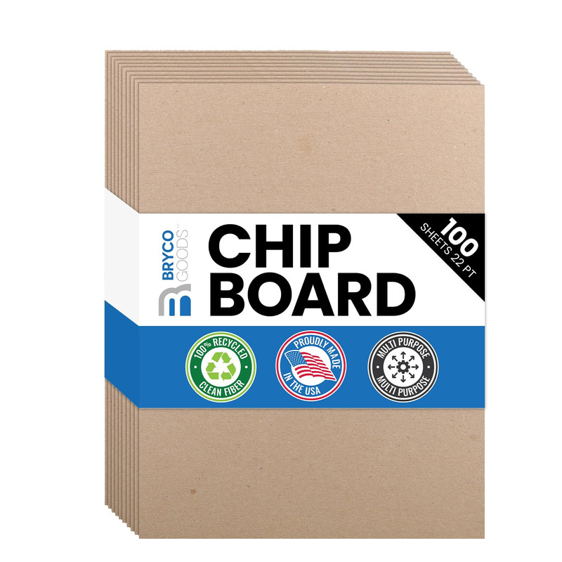 Bryco Goods Chipboard Sheets 8.5 X 11 – 100 Sheets Of 22-Point Kraft Board For