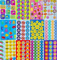 10 Sticker sheets Stars Hearts Happy Face Smiley Faces Rainbows Scented Cartoon