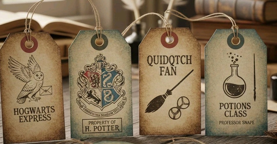 Set Of 8 Harry Potter Vintage Style Tags Junk Journal Scrapbook