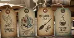 Set Of 8 Harry Potter Vintage Style Tags Junk Journal Scrapbook