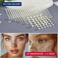 1982 Pcs Self-Adhesive Pearl Stickers, Multiple Sizes, Decorative Pearl Gems for